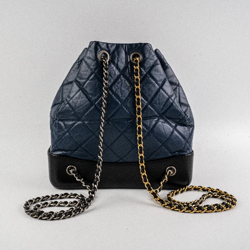 Chanel bags with exclusive seasonal designs and materialsChanel Gabrielle Small Calfskin Navy Backpack