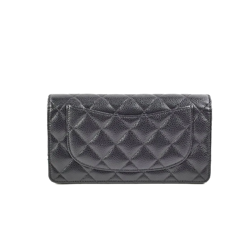 Chanel bags with exclusive seasonal designs and materialsChanel Fold Black Caviar Wallet Series 22