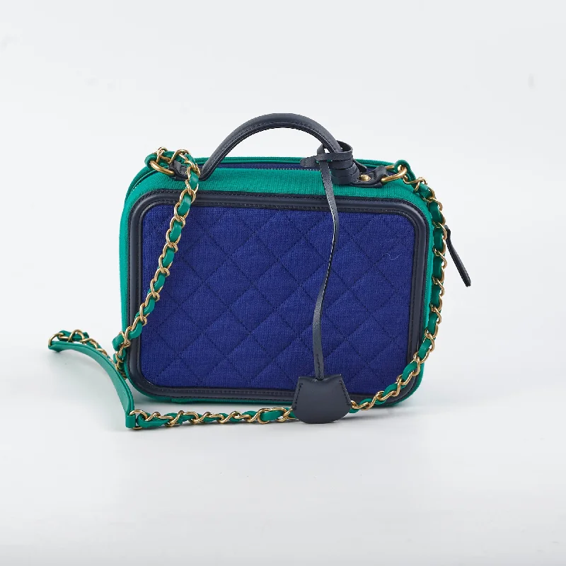 Chanel bags with exclusive seasonal designs and materialsChanel Filgree Medium Vanity Green/Blue