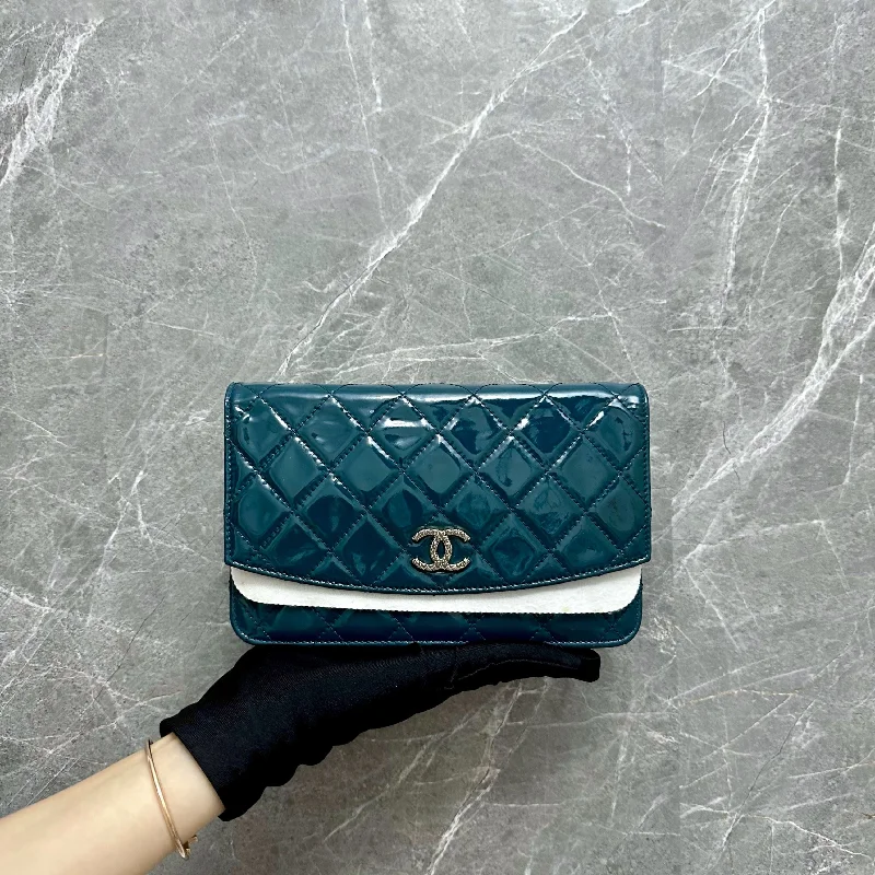 Chanel bags with exclusive seasonal designs and materialsWallet On Chain WOC Patent Leather Blue