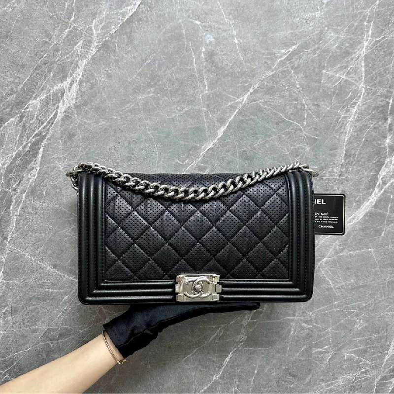 Chanel bags with exclusive seasonal designs and materialsBoy Medium Lambskin Black SHW