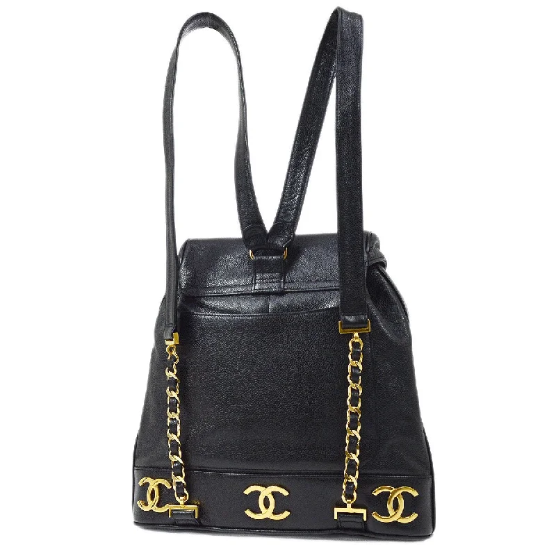 Chanel bags with exclusive seasonal designs and materialsCHANEL vintage Triple CC Backpack Black Caviar