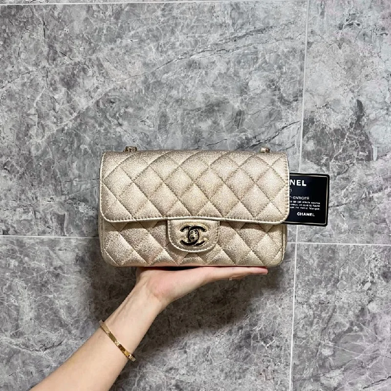 Chanel bags with exclusive seasonal designs and materialsBNIB Chanel Mini Rectangular Classic Flap Gold GHW No 31