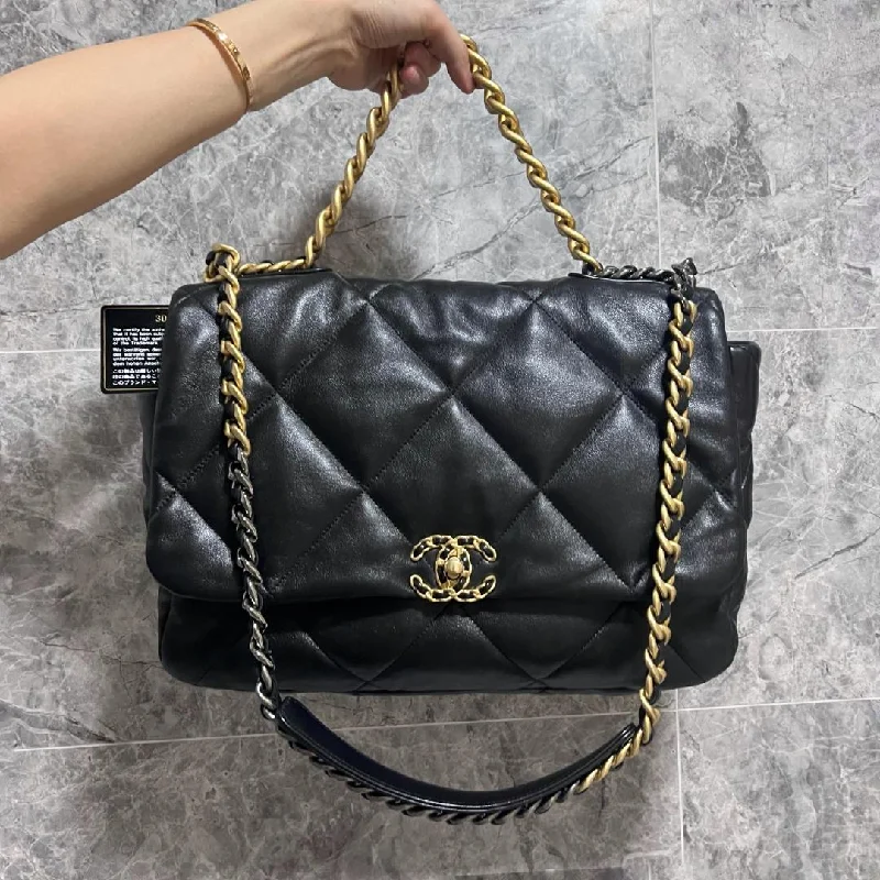 Chanel bags with exclusive seasonal designs and materials19 Bag Maxi Lambskin Black with Gold Hardware No 30