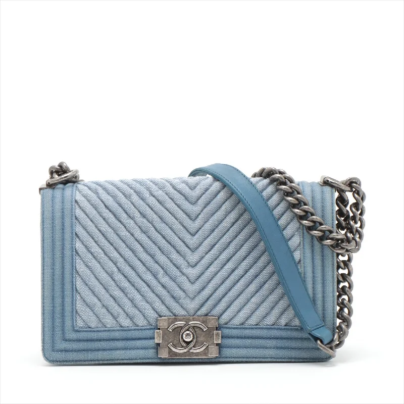 Chanel bags with exclusive seasonal designs and materialsChanel Blue Denim Chain Shoulder Bag