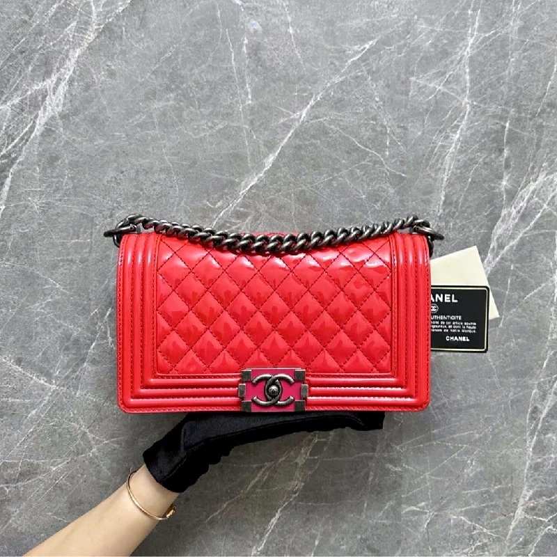 Chanel bags with exclusive seasonal designs and materialsBoy Medium Patent Leather Cherry No 17