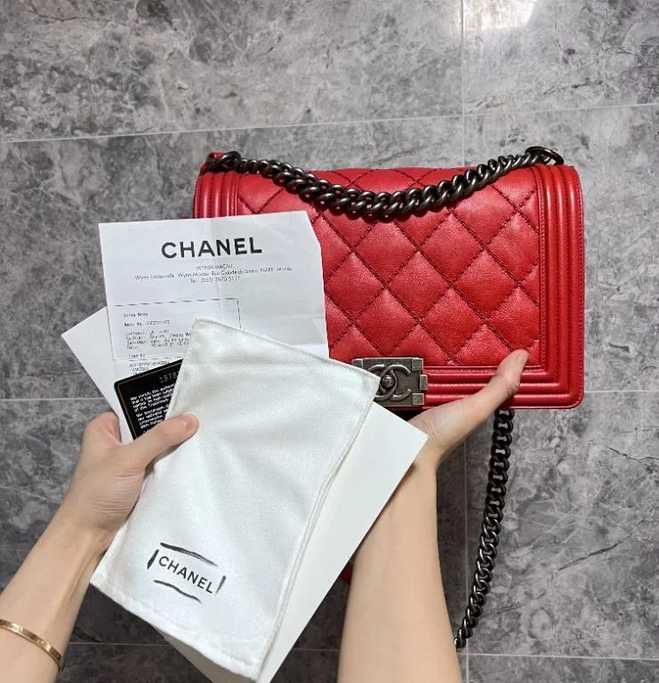 Chanel bags with exclusive seasonal designs and materialsBoy Medium Red Lambskin