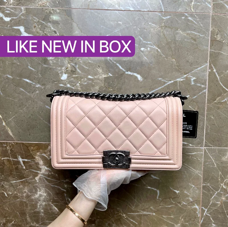 Chanel bags with exclusive seasonal designs and materialsBoy Old Medium Lambskin Sakura Pink No 19