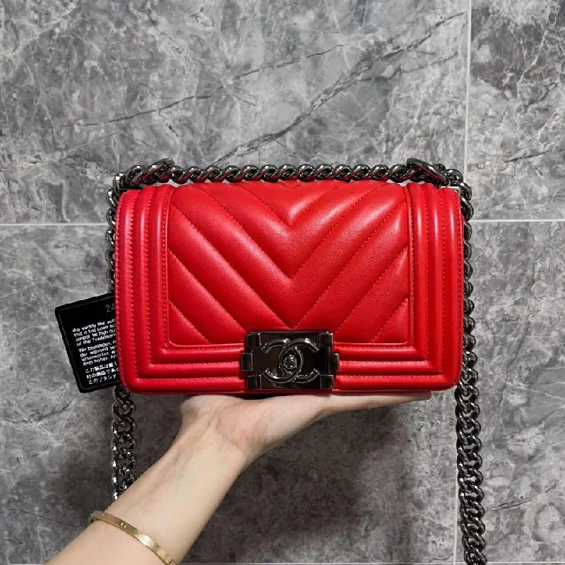 Chanel bags with exclusive seasonal designs and materialsBoy Small Lambskin Red No 24 with card