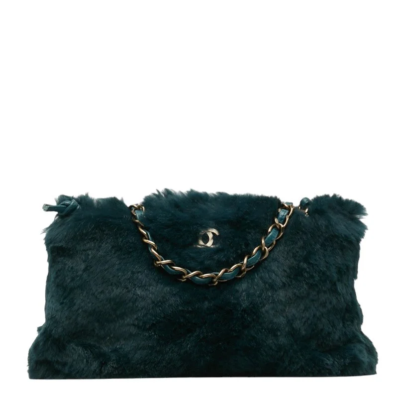 Chanel bags with exclusive seasonal designs and materialsCHANEL Chain Shoulder Bag in Rabbit Fur Green