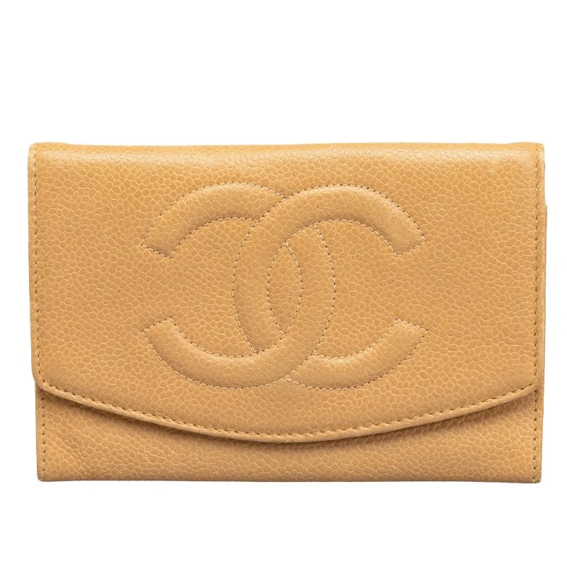 Chanel bags with exclusive seasonal designs and materialsChanel Cocomark Double Folded Wallet Beige Caviar   CHANEL