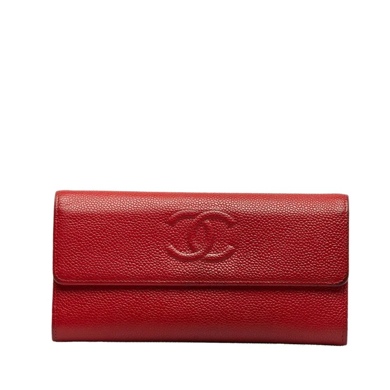 Chanel bags with exclusive seasonal designs and materialsChanel Cocomark Long Wallet Red Caviar   Chanel