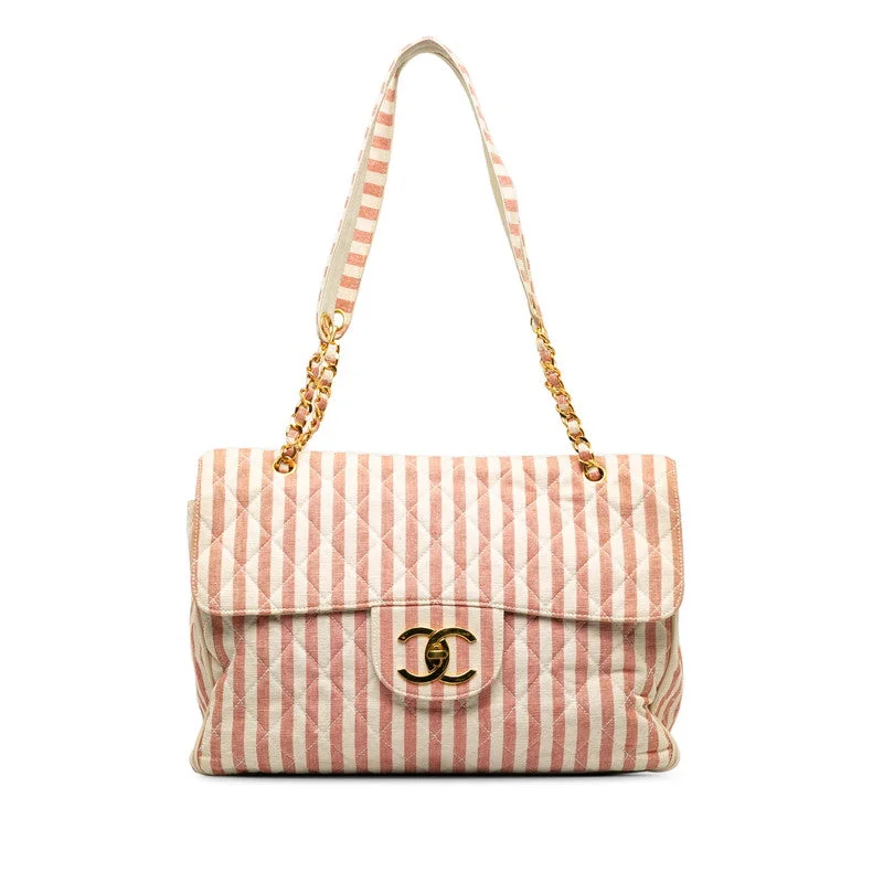 Chanel bags with exclusive seasonal designs and materialsChanel Decamatrace trip Cocomark Chain Shoulder Bag Pink White Cotton Lady CHANEL [More]