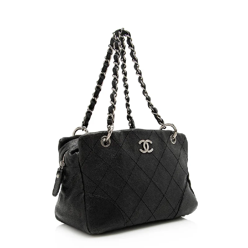 Chanel bags with exclusive seasonal designs and materialsChanel Distressed Caviar Leather Outdoor Ligne Satchel (20512)