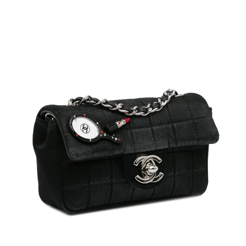 Chanel bags with exclusive seasonal designs and materialsChanel Extra Mini Satin Choco Bar Charms Flap Bag (KPSO4I)