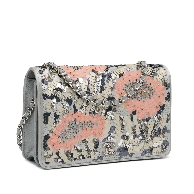 Chanel bags with exclusive seasonal designs and materialsChanel Flower Sequins Wallet On Chain (u3QW2r)