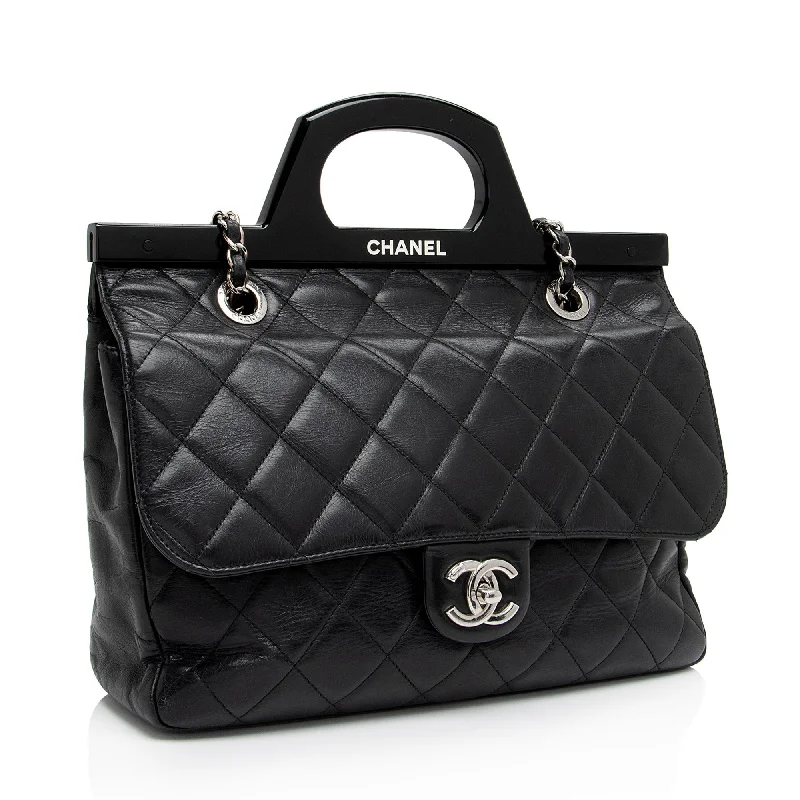 Chanel bags with exclusive seasonal designs and materialsChanel Glazed Calfskin CC Delivery Small Shopping Tote (AR0t7R)