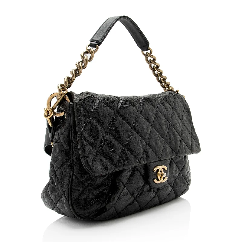 Chanel bags with exclusive seasonal designs and materialsChanel Glazed Caviar Coco Pleats Messenger Bag (KGhO50)