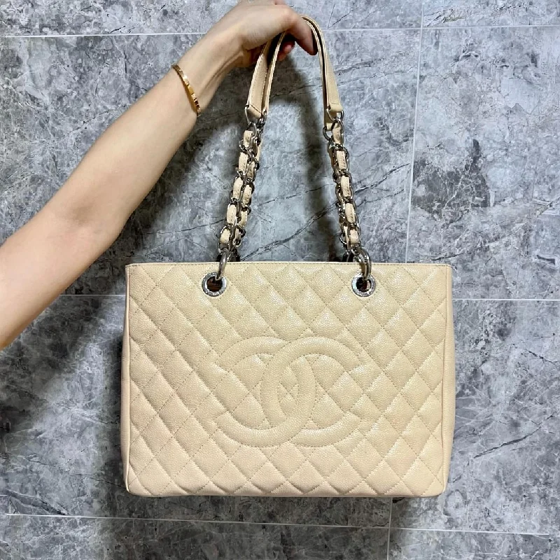 Chanel bags with exclusive seasonal designs and materialsGST Grand Shopping Tote Beige SHW