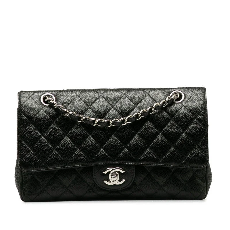 Chanel bags with exclusive seasonal designs and materialsChanel Matrace 25 Cocomark Double Flap ilver  Chain Shoulder Bag Black Caviar S  CHANEL