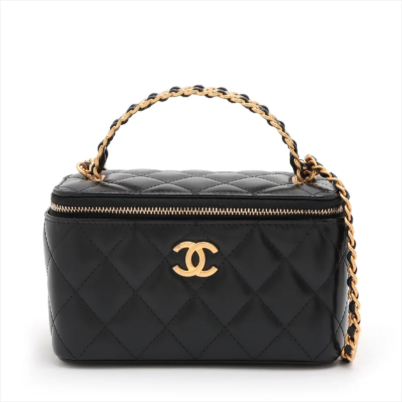 Chanel bags with exclusive seasonal designs and materialsChanel Mattress kin Chain Shoulder Bag Vanity Black Gold