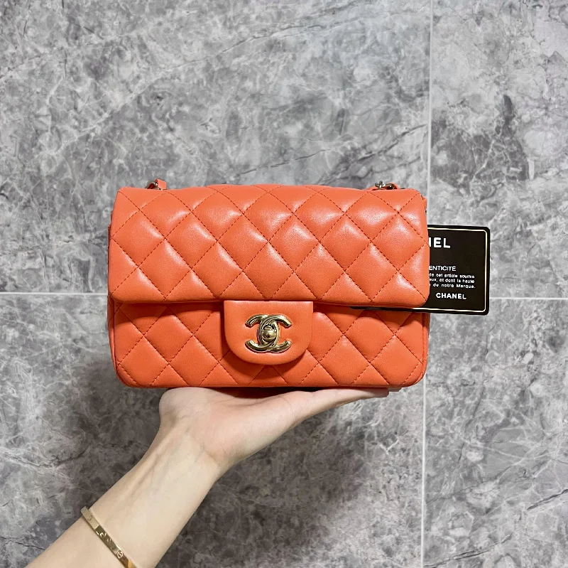 Chanel bags with exclusive seasonal designs and materialsMini Rectangular Classic Flap Lambskin Orange No 30