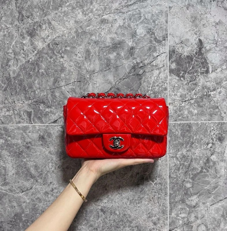 Chanel bags with exclusive seasonal designs and materialsMini Rectangular Classic Flap Patent Leather Red SHW No 19