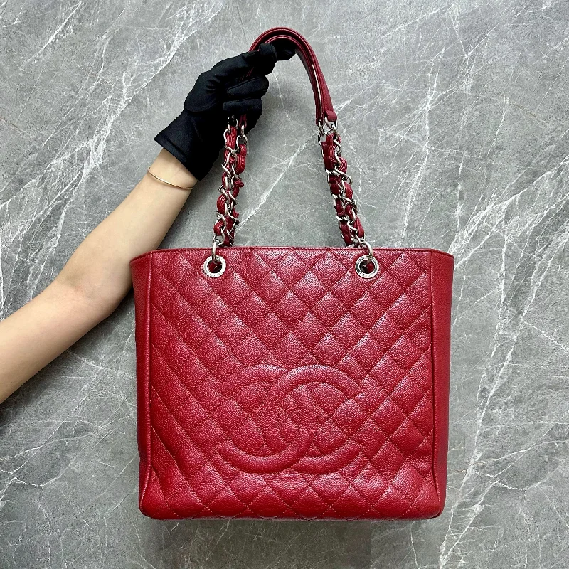 Chanel bags with exclusive seasonal designs and materialsPST XL Burgundy Petite Shopping Tote Caviar SHW