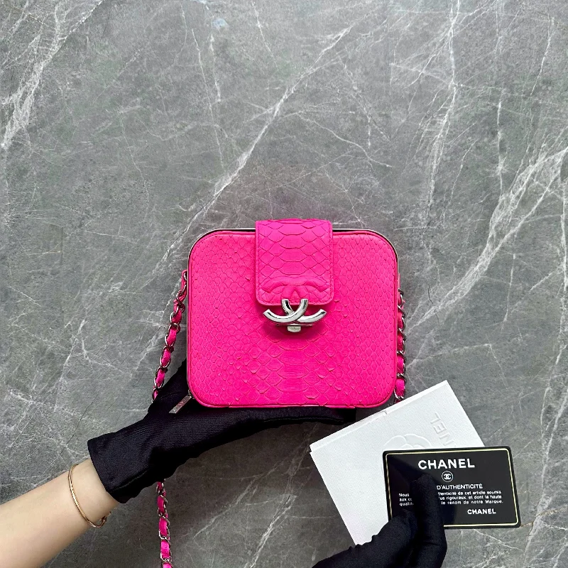 Chanel bags with exclusive seasonal designs and materialsPython Leather Small Cross Body Bag Hot Pink No 24