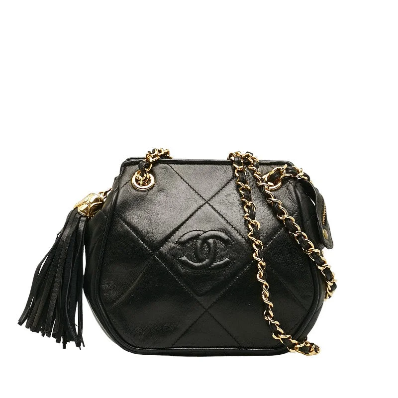 Chanel bags with exclusive seasonal designs and materialsChanel Vintage Cocomark Mattress Tassel Chain houlder Bag Pocket Black  Lady Chanel