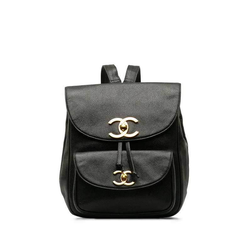 Chanel bags with exclusive seasonal designs and materialsChanel Vintage Decacoco Cocomark Rucksack Black Caviar   CHANEL