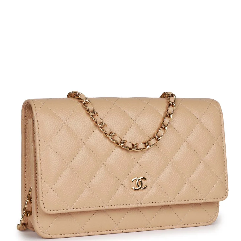 Chanel bags with exclusive seasonal designs and materialsChanel Wallet on Chain WOC Beige Caviar Gold Hardware