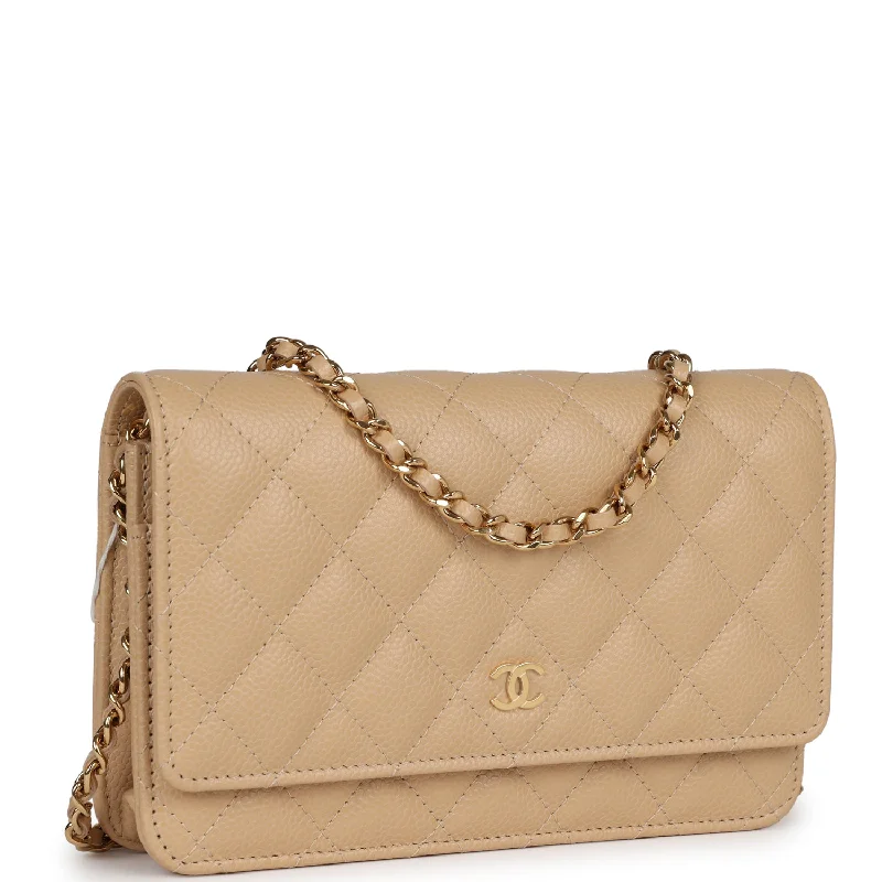 Chanel bags with exclusive seasonal designs and materialsChanel Wallet on Chain WOC Beige Caviar Gold Hardware