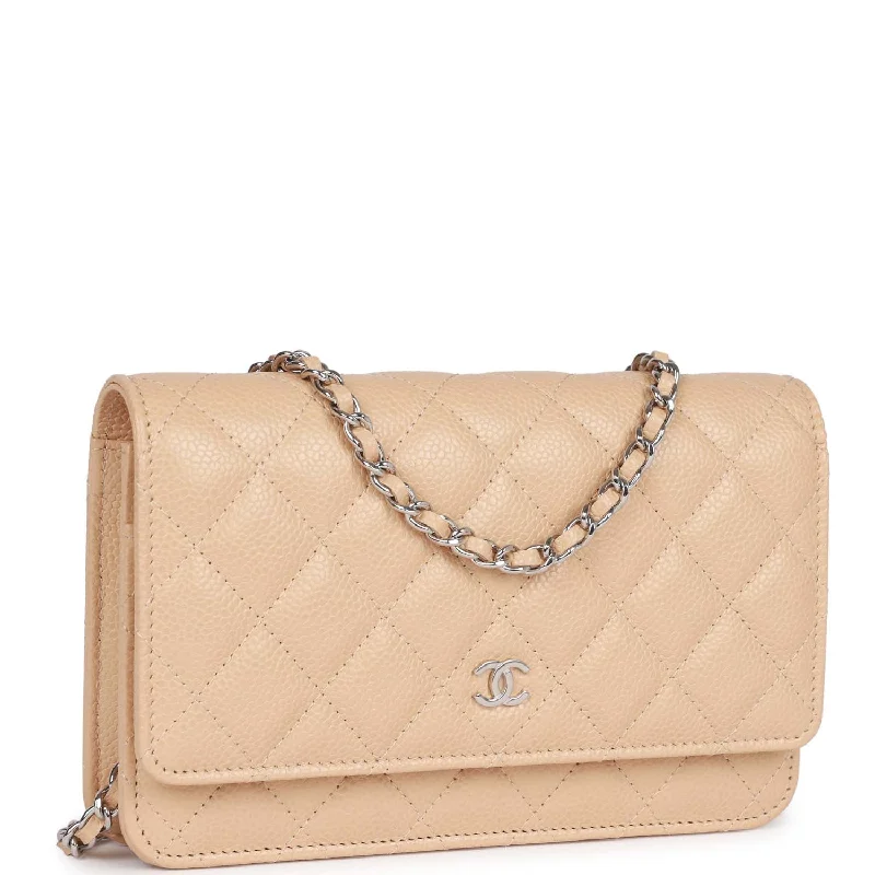 Chanel bags with exclusive seasonal designs and materialsChanel Wallet on Chain WOC Beige Caviar Silver Hardware