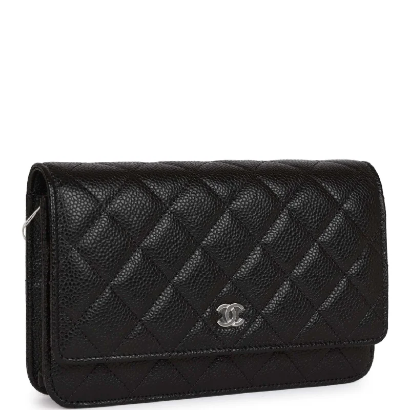 Chanel bags with exclusive seasonal designs and materialsChanel Wallet on Chain WOC Black Caviar Silver Hardware