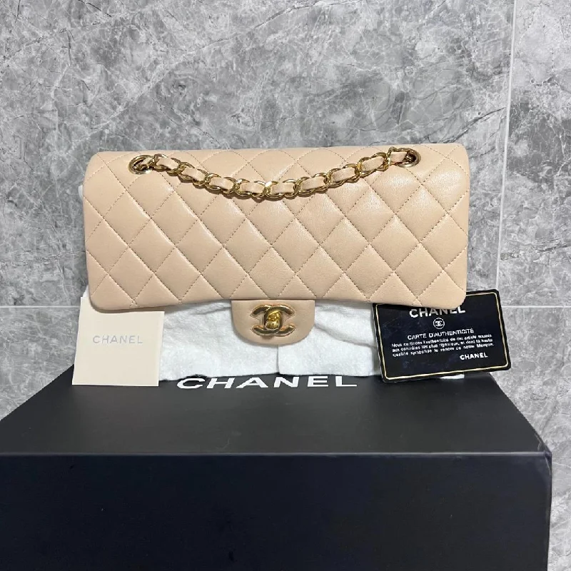 Chanel bags with exclusive seasonal designs and materials[Clearance]Classic Double Flap CF Beige Lambskin Gold Hardware