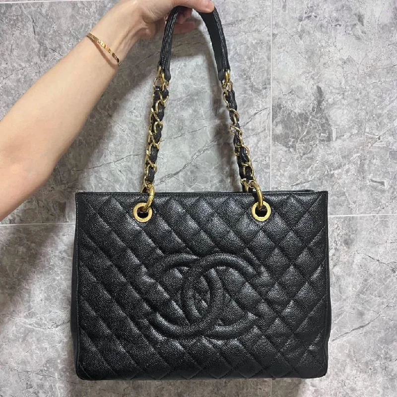 Chanel bags with exclusive seasonal designs and materialsBlack Grand Shopping Tote GST with Hard Hardware Caviar