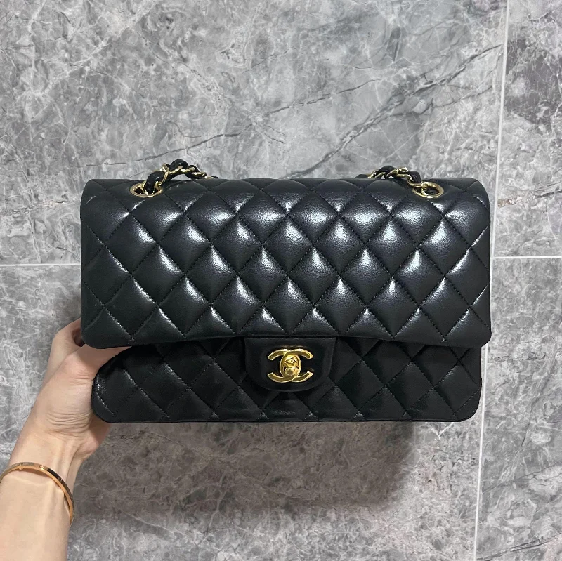 Chanel bags with exclusive seasonal designs and materials[Entrupy Certified] CF Double Lambskin Black Gold hardware