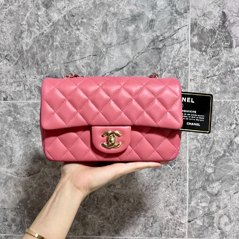 Chanel bags with exclusive seasonal designs and materialsLNIB Chanel Mini Rectangular Classic Flap Sakura Pink Valentine No 19