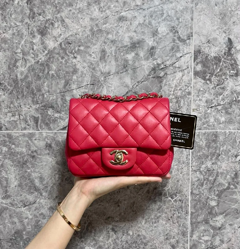 Chanel bags with exclusive seasonal designs and materialsLNIB Chanel Mini Square Classic Flap Red GHW No 25