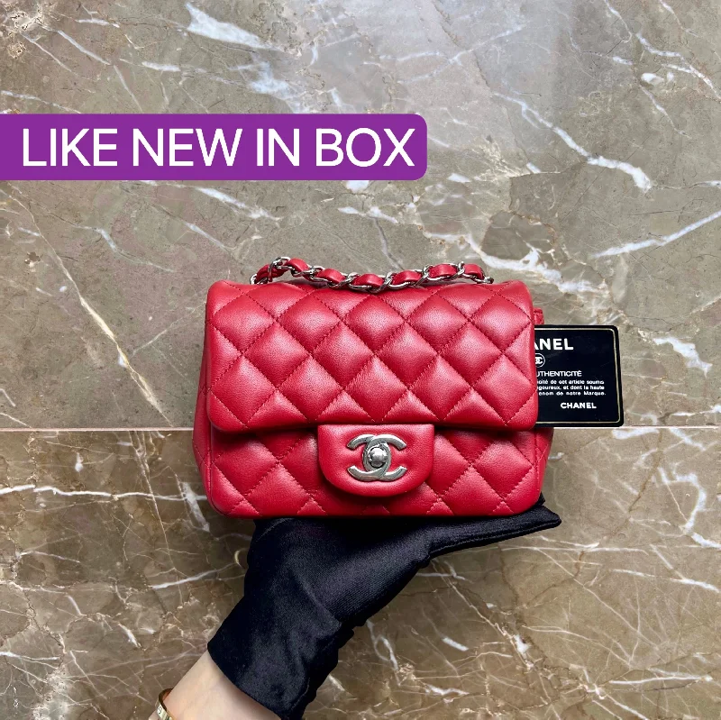 Chanel bags with exclusive seasonal designs and materialsLNIB Chanel Mini Square Classic Flap Red SWH No 30