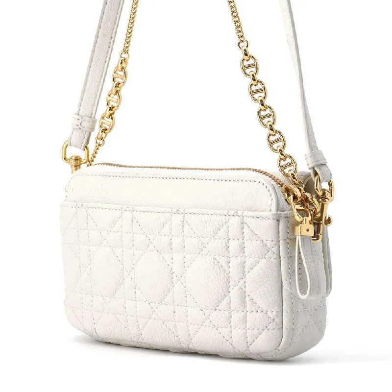 Trendsetting Christian Dior crossbody bags with a colorful strapDior Caro ChainShoulderPouch White S5125UWHC Leather