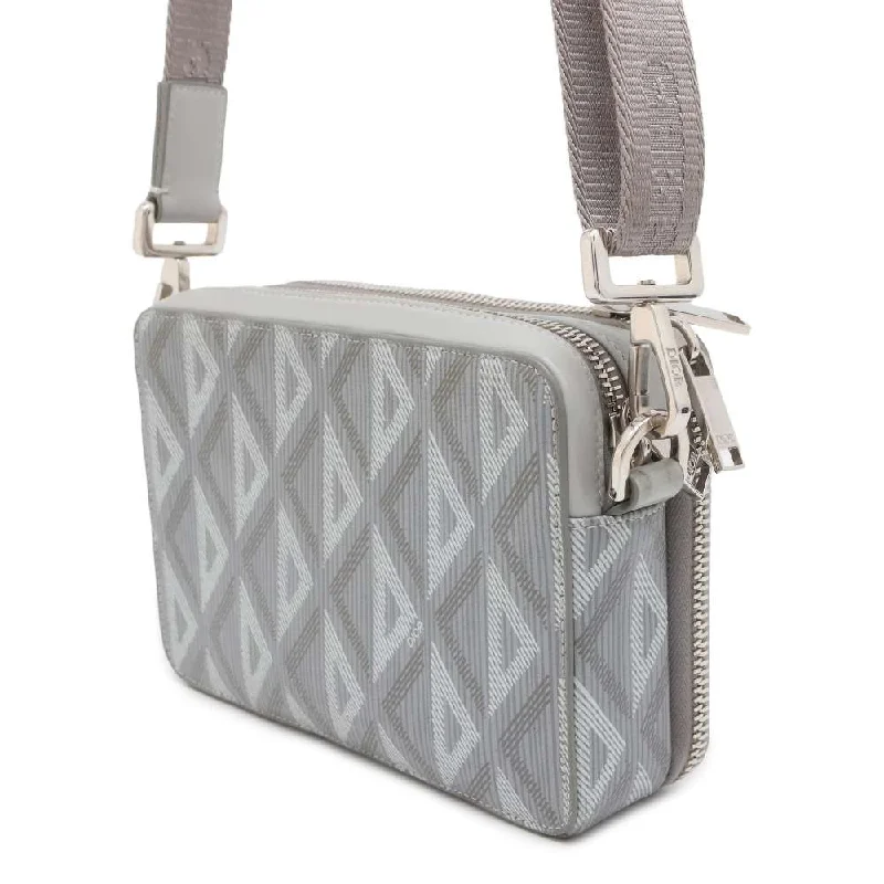 Contemporary Christian Dior handbags with a unique shapeDior CDDiamond Shoulder Bag Gray 2ESBC119DCO PVC Coated Canvas Leather