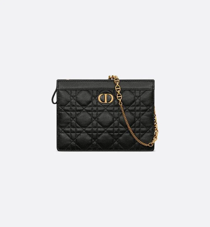 Christian Dior crossbody bags with a front - flap pocket for easy accessDIOR CARO ZIPPED POUCH WITH CHAIN